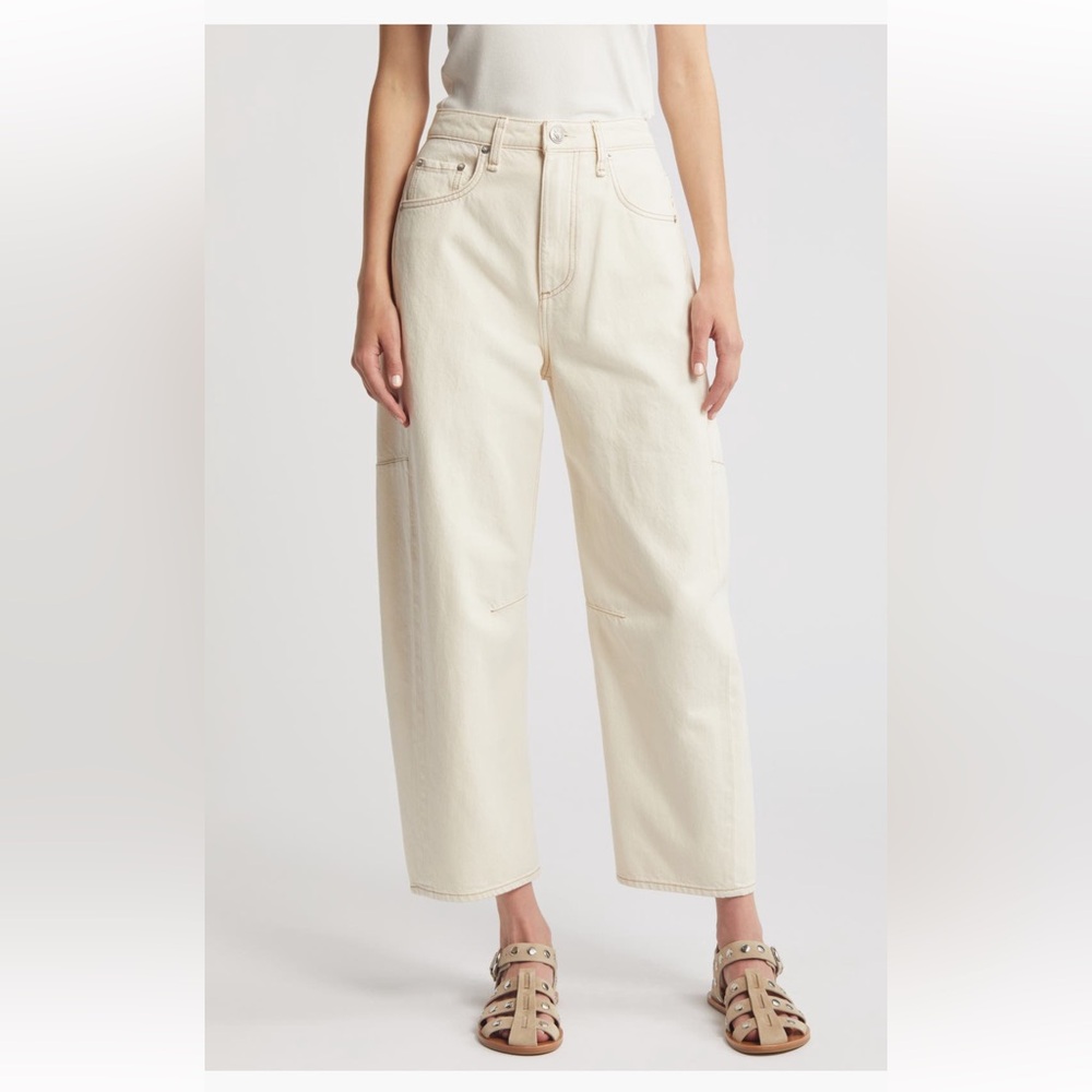 Rag & Bone Charlie Organic cotton Barrel Jean Size 26 Ecru color